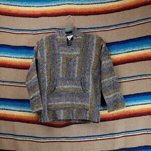 Striped Baja Pullover Sweater - Gray & Mustard